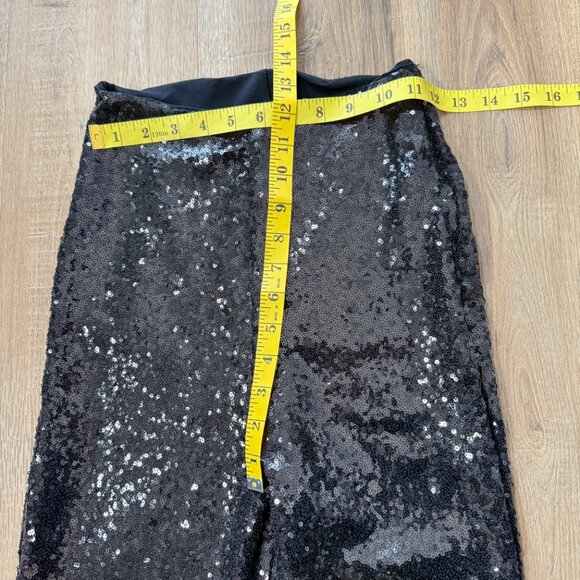 Commando Black Sequin Flared Leggings Pants High Rise Glam NYE Party M - Picture 4 of 7